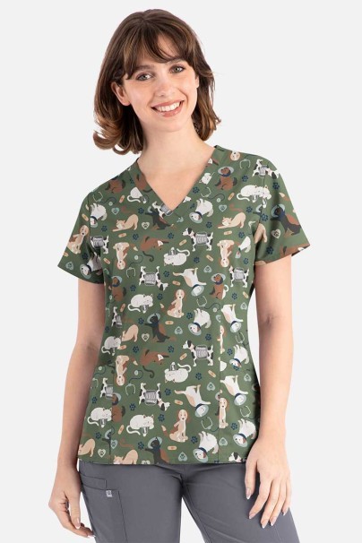 Lekárska blúzka dámska Maevn Prints Cuddly Checkup-1