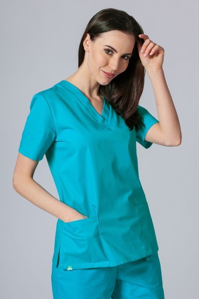 Lekárska dámska blúzka Sunrise Uniforms Basic Light tyrkysová Promo-1