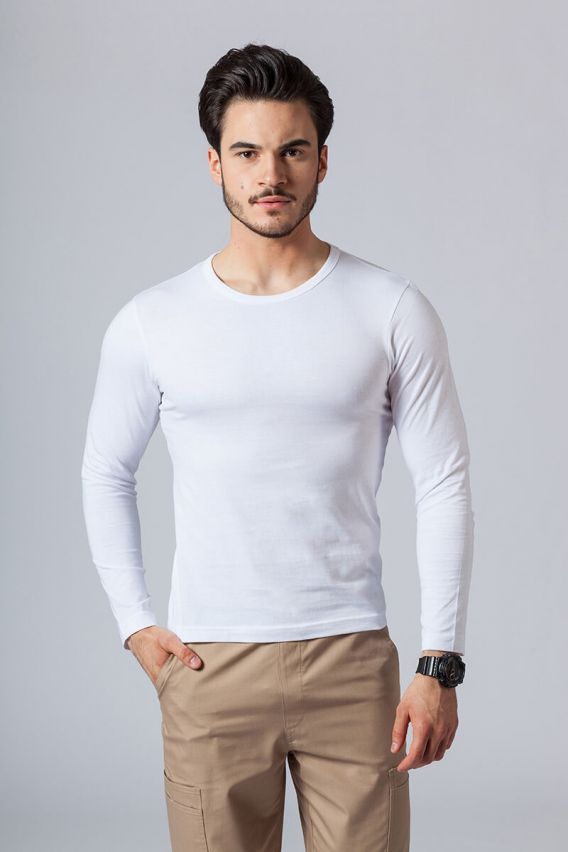 Pánske tričko s dlhým rukávom Malfini Fit biele-1