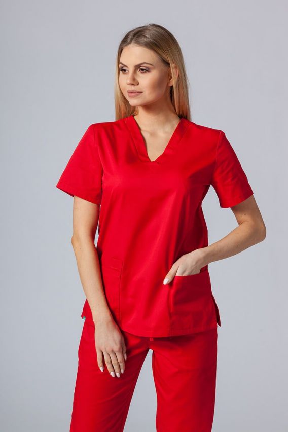 Lekárska dámska blúzka Sunrise Uniforms Basic Light červená-1
