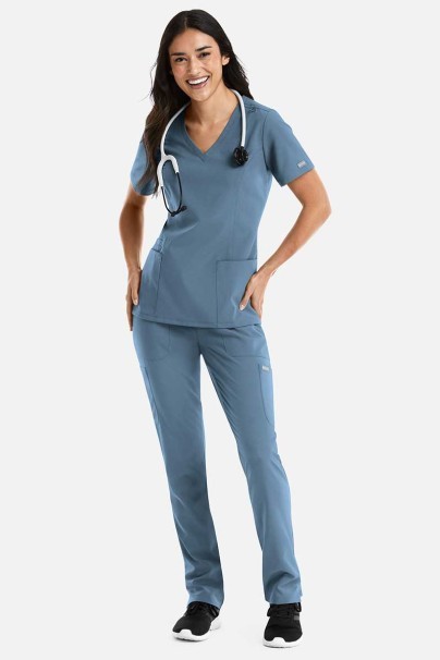 Lekárska súprava Maevn Momentum (blúzka Double V-neck, nohavice 6-pocket) pastelovo modrá-1