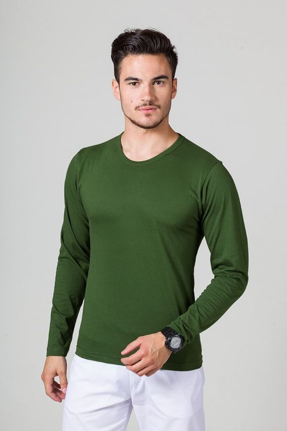 Pánske tričko s dlhým rukávom Malfini Fit tmavo zelené-1