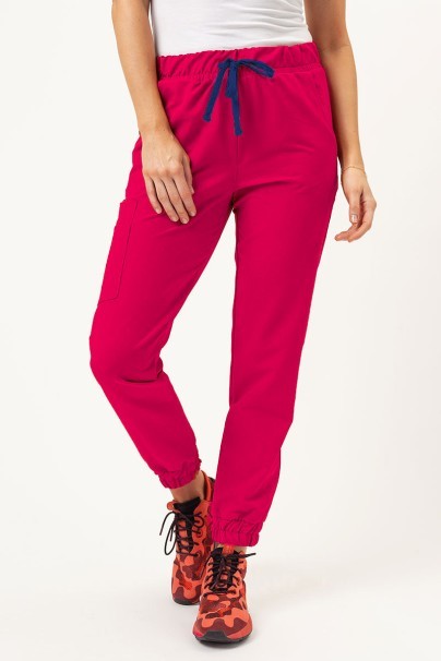 Dámske lekárske nohavice Sunrise Uniforms Premium Vibe jogger malinové-1