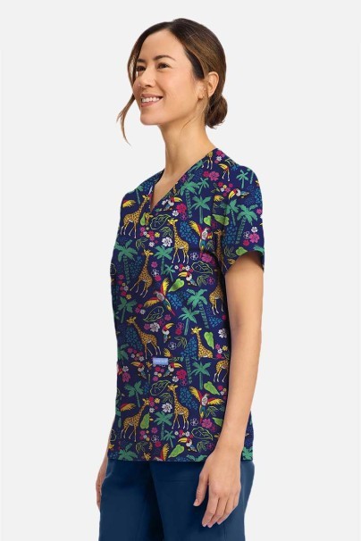 Dámska lekárska halena Cherokee Prints V-neck Jungle Jive-1