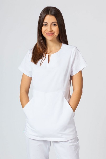 Dámska lekárska blúzka Sunrise Uniforms Kangaroo (elastická), biela-1