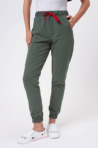 Dámske lekárske nohavice Sunrise Uniforms Premium Vibe jogger sage green