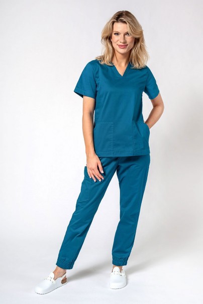 Dámska lekárska súprava Sunrise Uniforms Active III (blúzka Bloom, nohavice Air) karibsky modrá-1