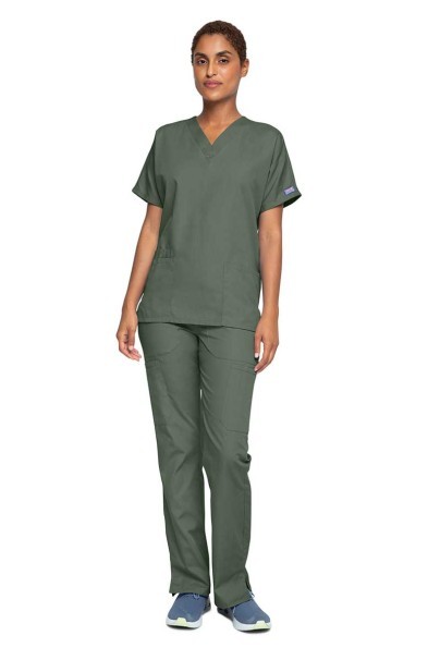 Lekárska dámska súprava Cherokee Originals (blúzka V-neck, nohavice N.Rise) olivková-1